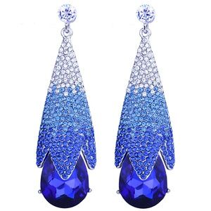 Water Drop Swarovski Crystal Earrings - Blue